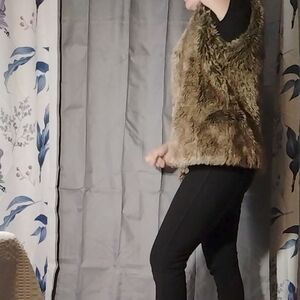 Sweater Projeet Faux Fur Open Vest Brown Women's Sixe Small